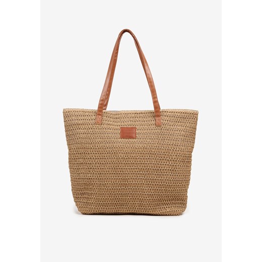 Ciemnobeżowa Pleciona Torebka Plażowa Shopper Odelinea ze sklepu born2be.pl w kategorii Torby letnie - zdjęcie 180158539