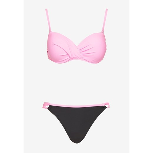 Jasnoróżowe Bikini Biustonosz z Marszczeniem i Majtki Typu Figi Sepeneva 44 wyprzedaż born2be.pl