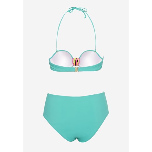 Ciemnozielone Bikini Biustonosz z Geometrycznym Wzorem Majtki Typu Figi Ulosalia 48 promocyjna cena born2be.pl