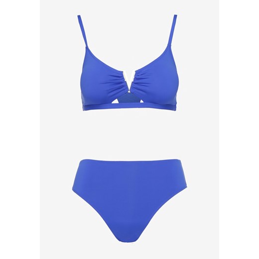 Niebieskie Bikini Biustonosz z Metaliczną Ozdobą i Majtki Figi Kinirela 40 okazyjna cena born2be.pl