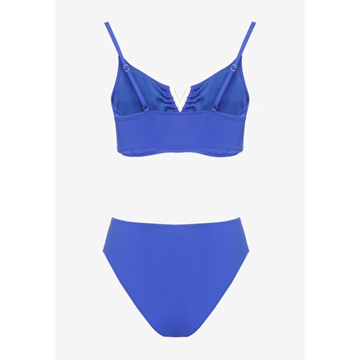 Niebieskie Bikini Biustonosz z Metaliczną Ozdobą i Majtki Figi Kinirela 40 born2be.pl okazja