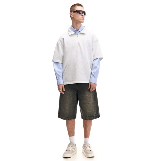 Cropp - Jeansowe szorty z efektem tie-dye - czarny ze sklepu Cropp w kategorii Spodenki męskie - zdjęcie 180166536
