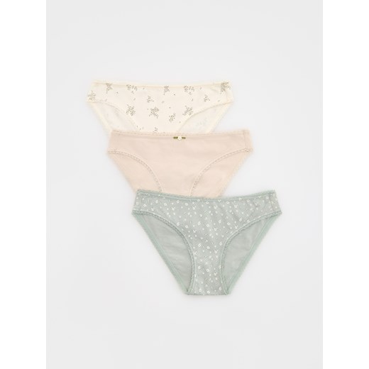 Reserved - Bawełniane majtki figi 3 pack - jasnozielony Reserved XL Reserved