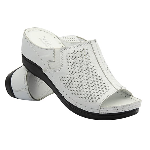 Wygodne klapki damskie na koturnie białe Nika Komfort  H-157 ze sklepu ulubioneobuwie w kategorii Klapki damskie - zdjęcie 180167408