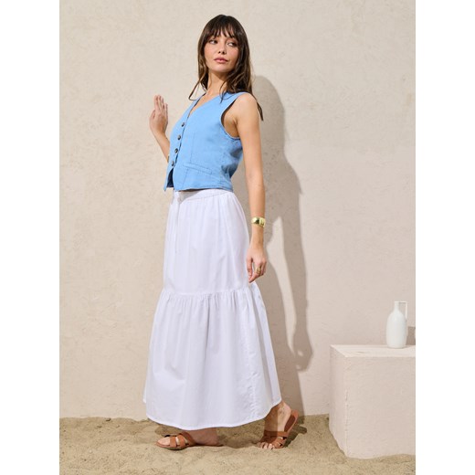 Sinsay - Bawełniana spódnica midi - biały Sinsay S Sinsay