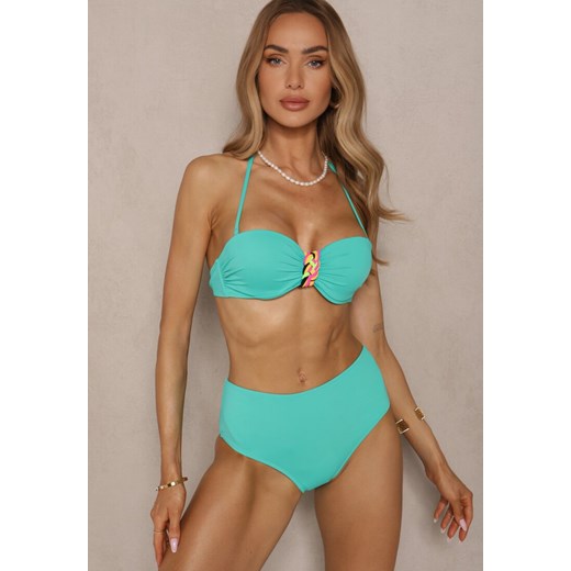 Ciemnozielone Bikini Majtki Figi i Biustonosz z Ozdobną Wstawką Natamara ze sklepu renee.pl w kategorii Stroje kąpielowe - zdjęcie 180168626