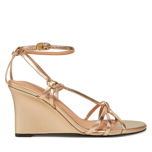 Sandały Tommy Hilfiger Metal Leather Knots Wedge Sandal FW0FW08801 Złoty Tommy Hilfiger 40 wyprzedaż eobuwie.pl