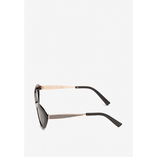 Czarno-Srebrne Kocie Okulary Przeciwsłoneczne z Filtrem UV Kirivelle ONE SIZE wyprzedaż born2be.pl