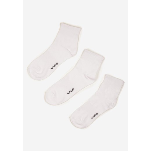 Białe Bawełniane Skarpety za Kostkę 3 Pack Foliane ze sklepu born2be.pl w kategorii Skarpetki męskie - zdjęcie 180172209