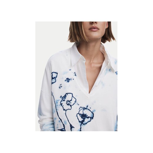 Desigual sweter damski w serek casualowy z nadrukami