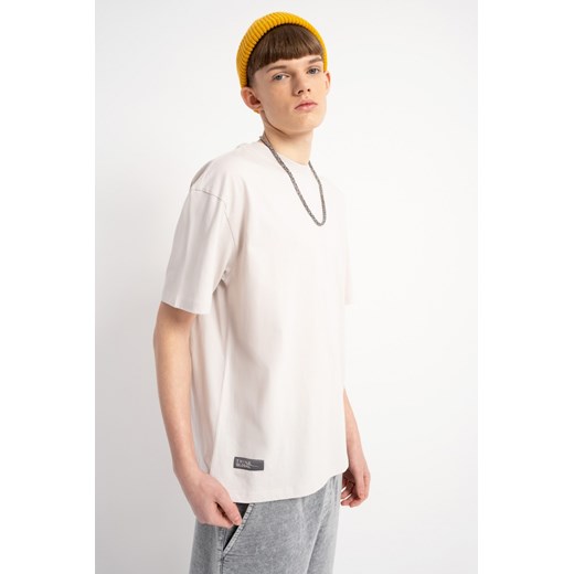 Jasnoszary t-shirt z autorską grafiką z tyłu, rozmiar - 146, kolor - szary ze sklepu REPORTER w kategorii T-shirty chłopięce - zdjęcie 180175129