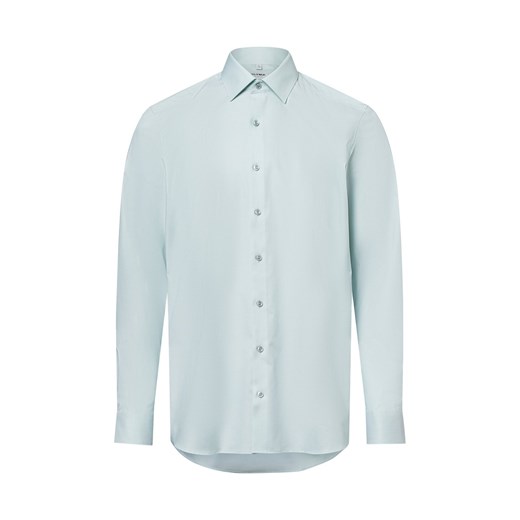 Olymp Level Five Męska koszula biznesowa - dopasowana do ciała Mężczyźni Slim Fit Bawełna zielony jednolity ze sklepu vangraaf w kategorii Koszule męskie - zdjęcie 180179569