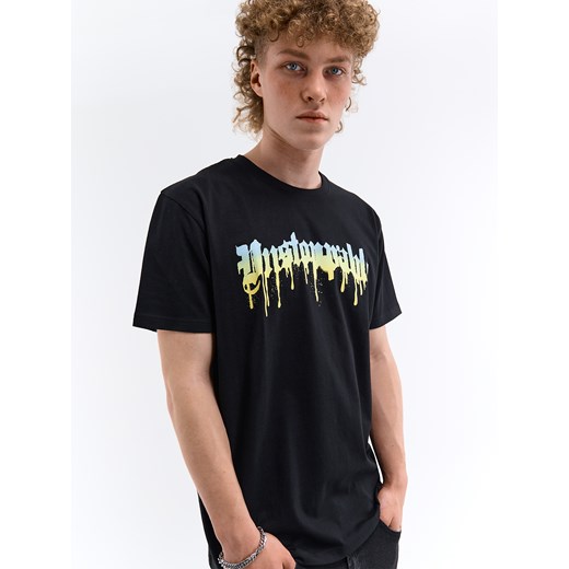 T-shirt męski Gate czarny z krótkim rękawem