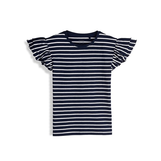 GATE Bawełniany t-shirt w paski z falbankami 3Y ze sklepu gateshop w kategorii Bluzki dziewczęce - zdjęcie 180179658