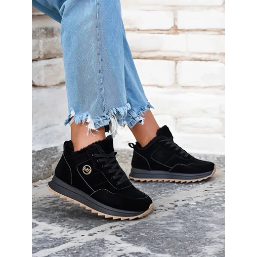 Royalfashion Czarne buty sportowe damskie z ociepleniem Lahho ze sklepu royalfashion.pl w kategorii Buty sportowe damskie - zdjęcie 180182207