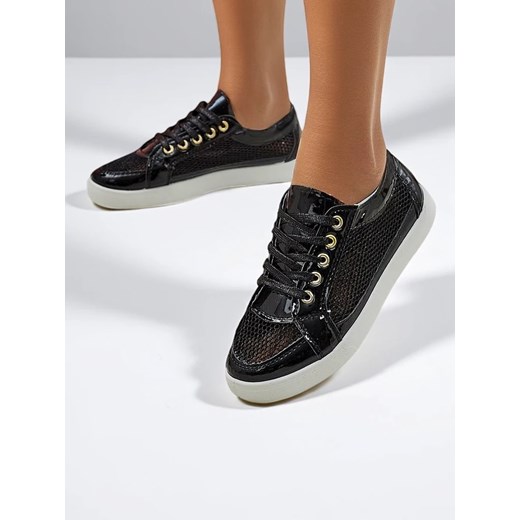 Royalfashion Lakierowane damskie eko skórzane trampki Azzuros ze sklepu royalfashion.pl w kategorii Trampki damskie - zdjęcie 180186337