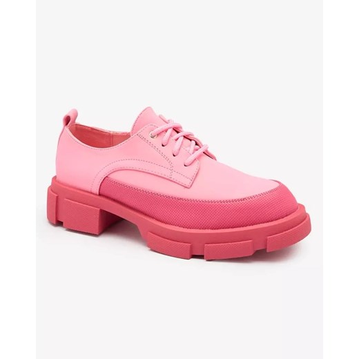 Royalfashion Różowe damskie matowe półbuty na masywnej podeszwie Trendy Chunky ze sklepu royalfashion.pl w kategorii Półbuty damskie - zdjęcie 180191558