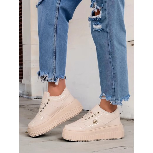 Royalfashion Ocieplane sneakersy damskie z futerkiem Rozit ze sklepu royalfashion.pl w kategorii Buty sportowe damskie - zdjęcie 180192885