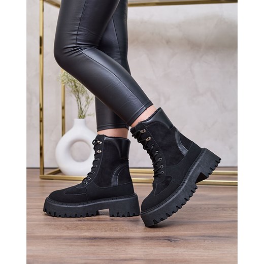 Royalfashion Czarne damskie sznurowane botki Macnev ze sklepu royalfashion.pl w kategorii Workery damskie - zdjęcie 180194066