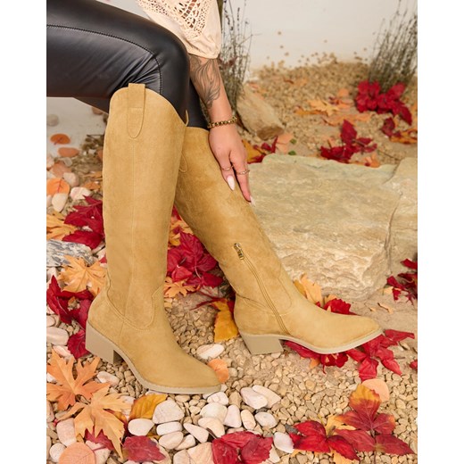 Royalfashion Damskie ocieplane kozaki w kolorze camel Comfy Elegance ze sklepu royalfashion.pl w kategorii Kozaki damskie - zdjęcie 180194806