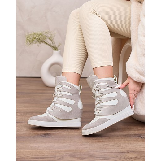 Royalfashion Szare damskie sportowe botki na koturnie Pamstinsa ze sklepu royalfashion.pl w kategorii Buty sportowe damskie - zdjęcie 180203128