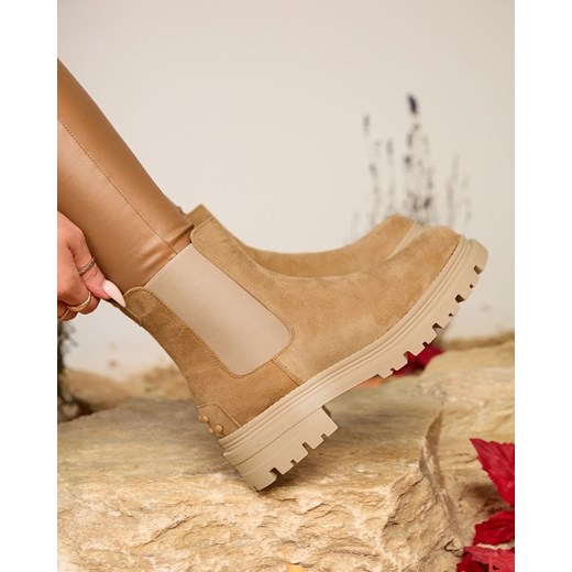 Royalfashion Damskie ocieplane botki w kolorze camel Comfy Walk ze sklepu royalfashion.pl w kategorii Botki - zdjęcie 180203305