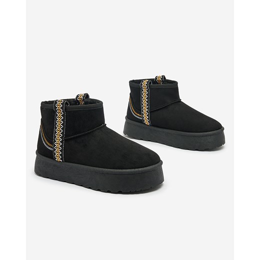 Royalfashion Krótkie damskie buty a'la śniegowce z ozdobą Erititta ze sklepu royalfashion.pl w kategorii Śniegowce damskie - zdjęcie 180203759
