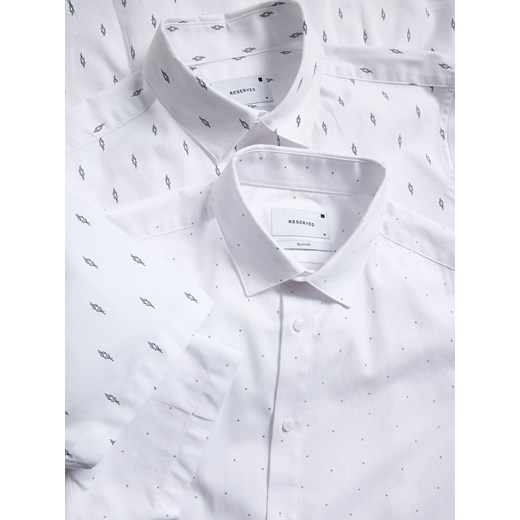 Reserved - Koszula slim fit w drobny wzór - biały Reserved XL Reserved