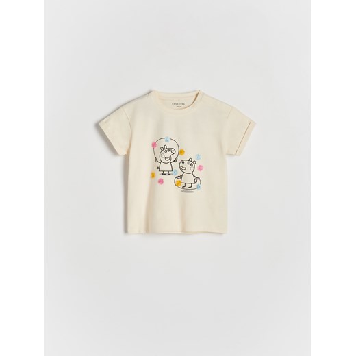 Reserved - T-shirt Świnka Peppa - kremowy ze sklepu Reserved w kategorii Koszulki niemowlęce - zdjęcie 180205529