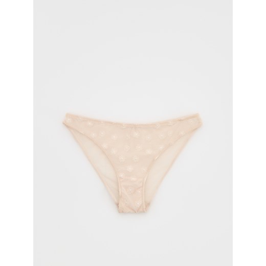 Reserved - Siateczkowe majtki figi - kremowy Reserved L Reserved
