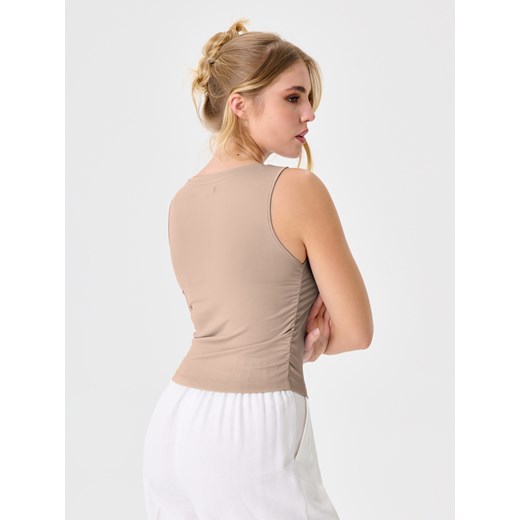 Sinsay - Top z marszczeniami - kremowy Sinsay M Sinsay