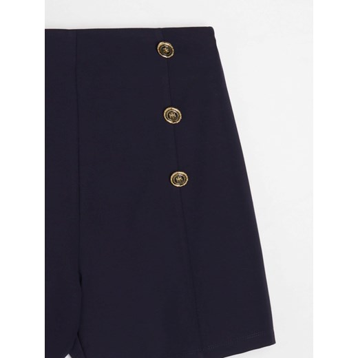 Sinsay - Szorty z ozdobnymi guzikami z wiskozą - granatowy Sinsay XXS Sinsay
