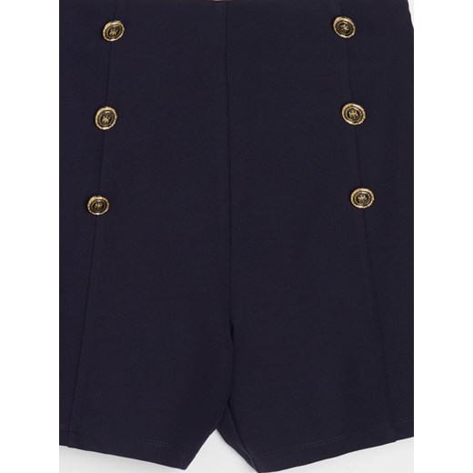 Sinsay - Szorty z ozdobnymi guzikami z wiskozą - granatowy Sinsay XS Sinsay