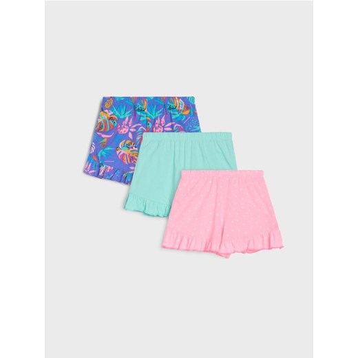 Sinsay - Szorty wykończone ozdobnymi falbanami 3 pack - wielobarwny ze sklepu Sinsay w kategorii Spodenki dziewczęce - zdjęcie 180206869