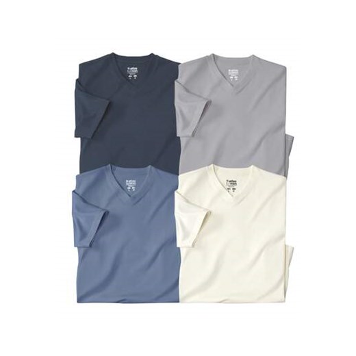 Zestaw 4 koszulek z krótkim rękawem i dekoltem w serek ze sklepu Atlas For Men w kategorii T-shirty męskie - zdjęcie 180208316