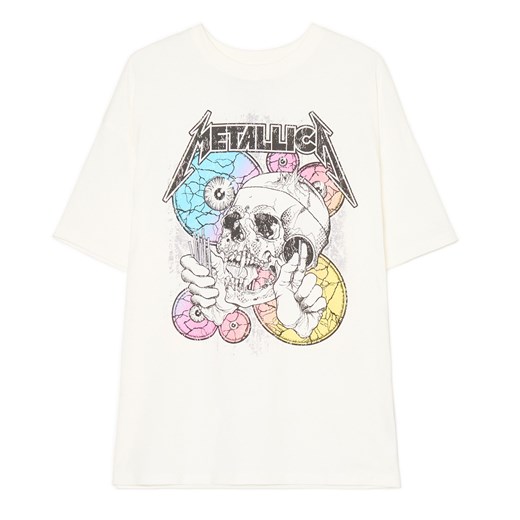 Cropp - Biała koszulka z nadrukiem Metallica - biały Cropp XS Cropp