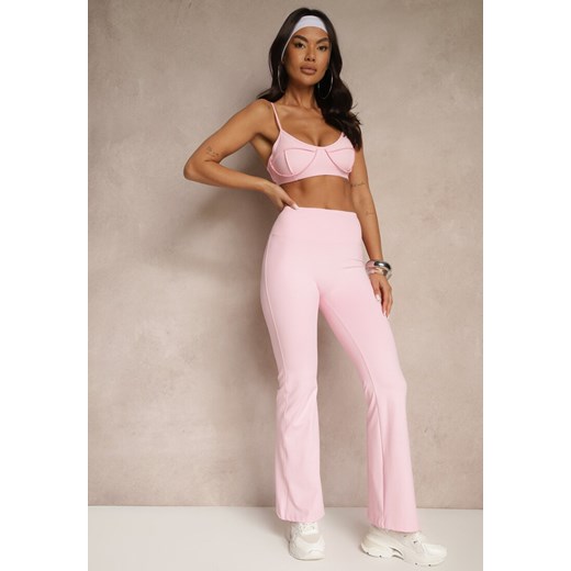 Różowe Spodnie Dzwony Legginsy High Waist Onellin Renee M renee.pl