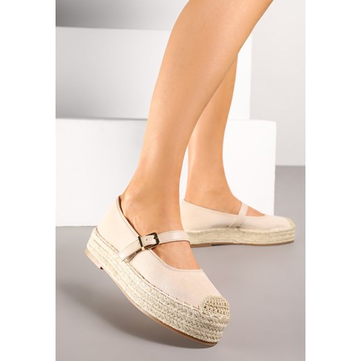Beżowe Espadryle z Plecionką i Paskiem Fevolise ze sklepu renee.pl w kategorii Espadryle damskie - zdjęcie 180213809