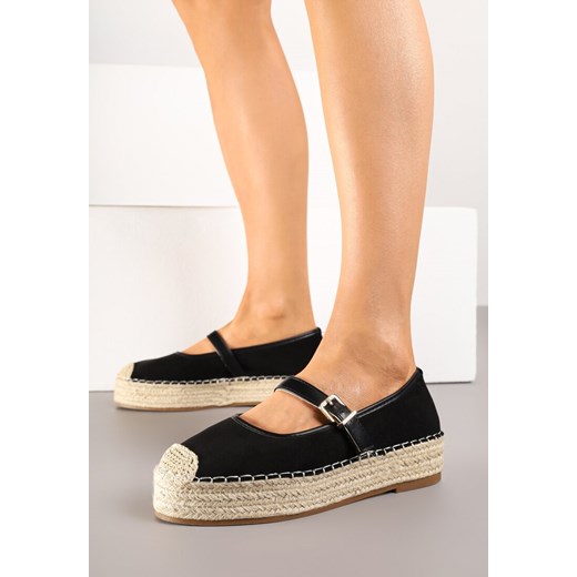 Czarne Espadryle z Plecionką i Paskiem Fevolise ze sklepu renee.pl w kategorii Espadryle damskie - zdjęcie 180213815
