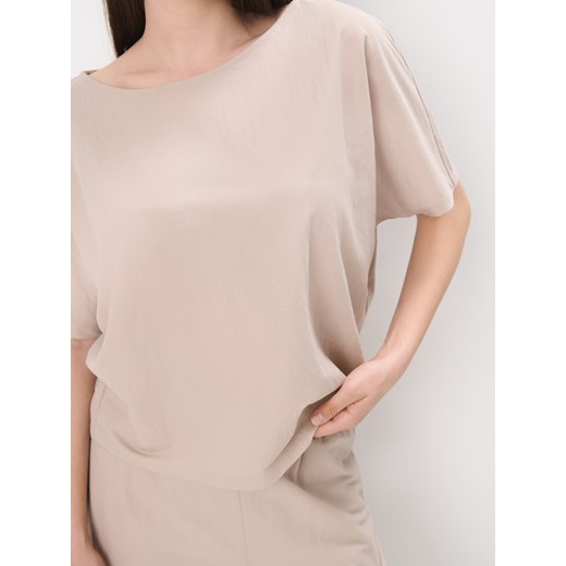 Mohito - Beżowa bluzka z krótkim rękawem - beżowy Mohito XS Mohito