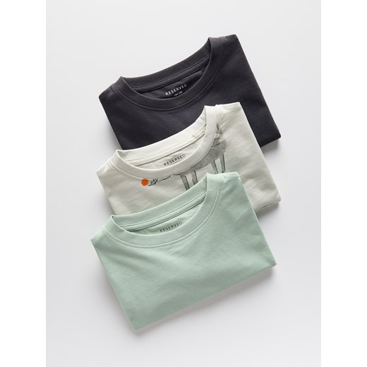 Reserved - Bawełniany longsleeve 3 pack - jasnoszary ze sklepu Reserved w kategorii T-shirty chłopięce - zdjęcie 180214846