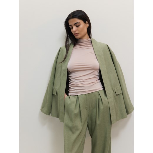 Reserved - Bluzka z ozdobnym marszczeniem - beżowy Reserved XL wyprzedaż Reserved