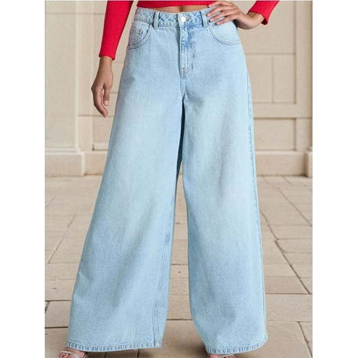 Sinsay - Jeansy palazzo super high waist - turkusowy ze sklepu Sinsay w kategorii Jeansy damskie - zdjęcie 180216856