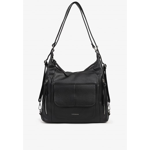 Czarna Torebka Hobo z Regulowanym Paskiem i Ozdobnymi Suwakami Tenila ze sklepu born2be.pl w kategorii Torby Shopper bag - zdjęcie 180218609