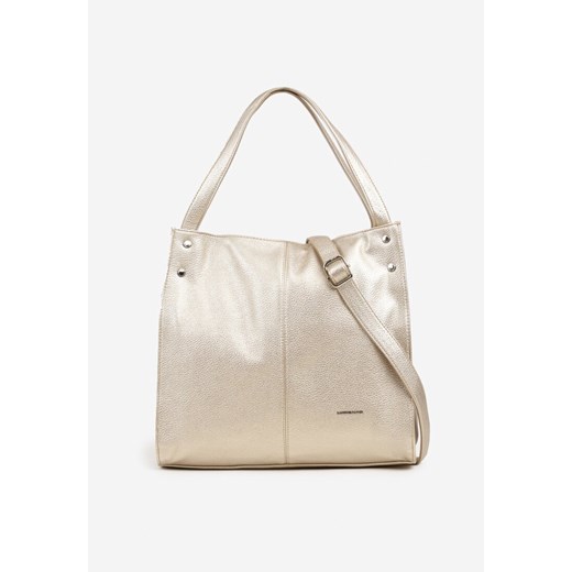 Złota Torebka Shoppera Duża z Rączką i Paskiem Sorvessa ze sklepu born2be.pl w kategorii Torby Shopper bag - zdjęcie 180218615