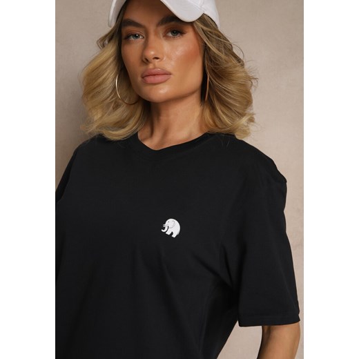 Granatowa Bawełniana Koszulka T-shirt z Małym Słonikiem Laniriel Renee 2XL renee.pl okazja