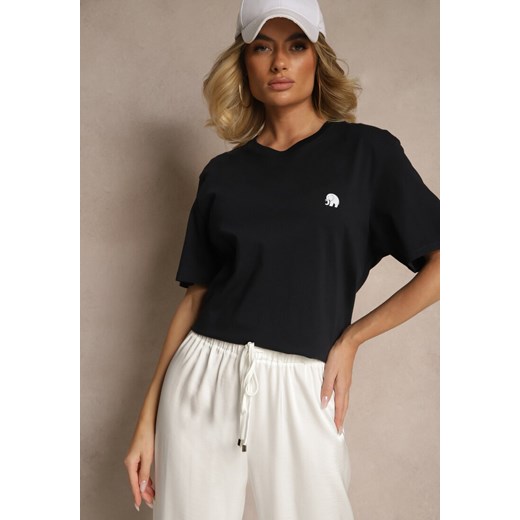 Granatowa Bawełniana Koszulka T-shirt z Małym Słonikiem Laniriel Renee 2XL promocja renee.pl