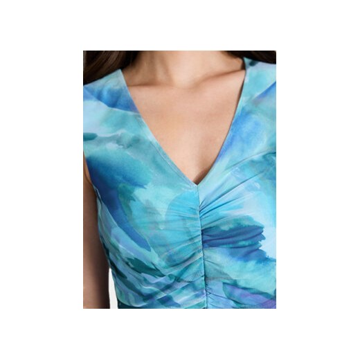 Sukienka niebieska Swing na sylwestra elegancka bez rękawów 