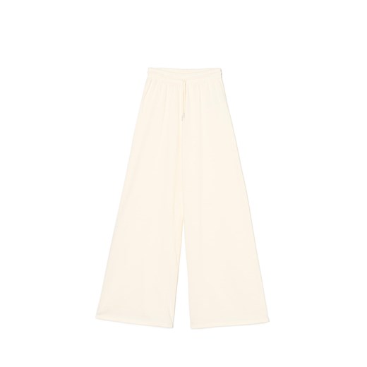 Cropp - Dresowe kremowe spodnie wide leg - kremowy ze sklepu Cropp w kategorii Spodnie damskie - zdjęcie 180221317