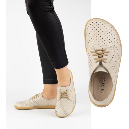 BAREFOOT Damskie minimalistyczne sneakersy 1288POL beżowe ze sklepu butyolivier w kategorii Półbuty damskie - zdjęcie 180221665